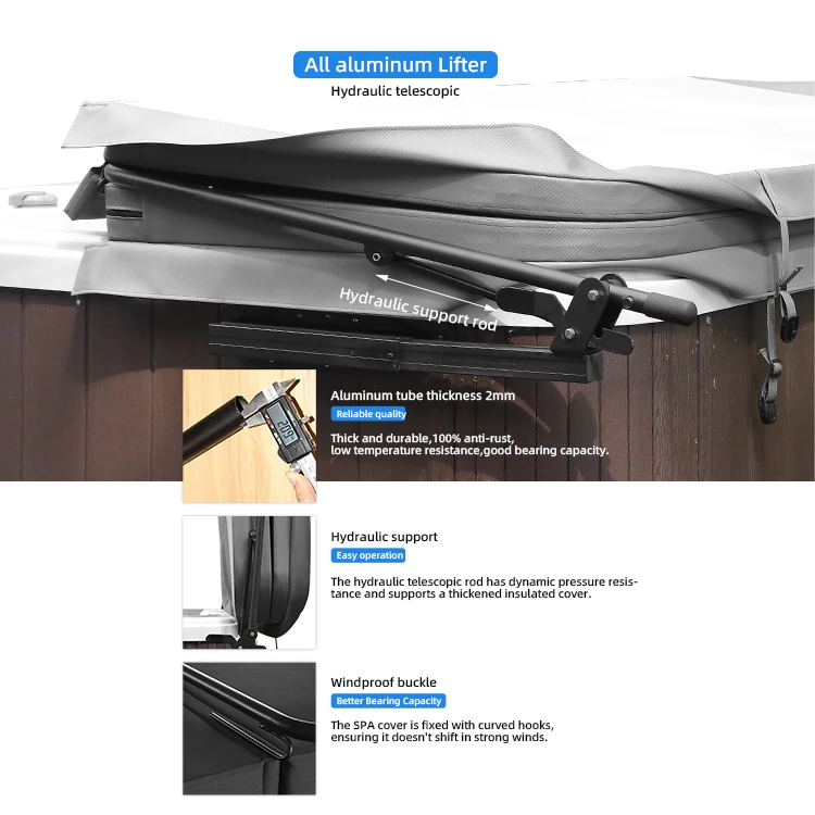 Universal Spa Cover Lifter: 3-Installation Versatility, Aluminum Durability & Effortless Air Spring Assist best
